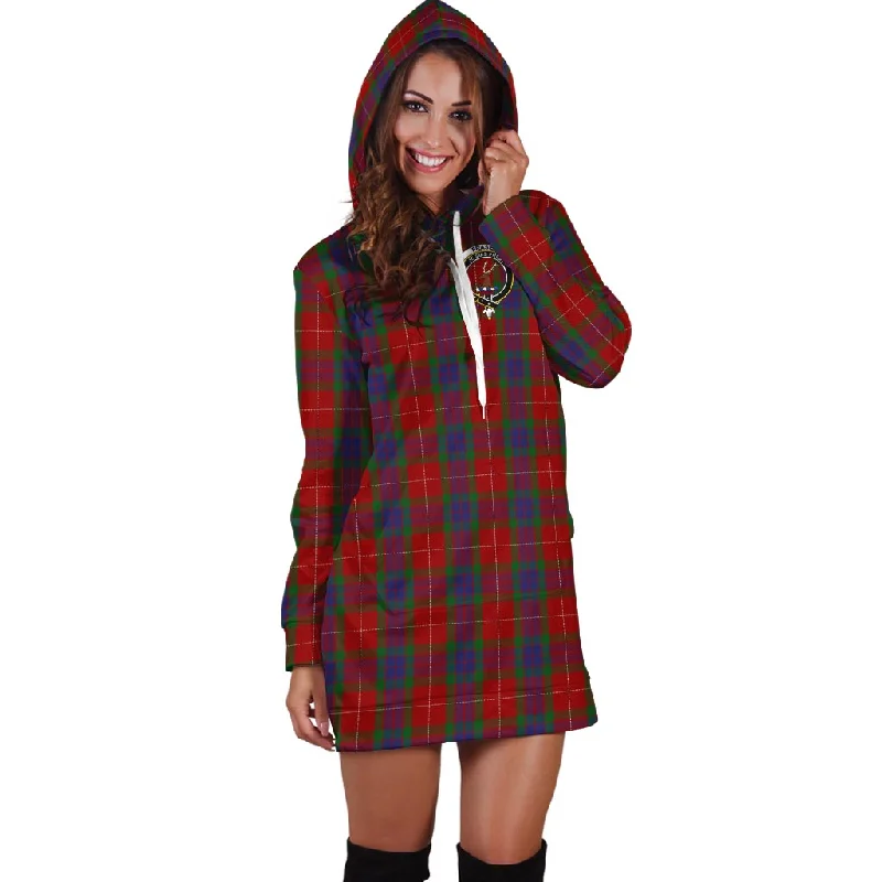 Fraser Tartan Hoodie Dress with Family Crest