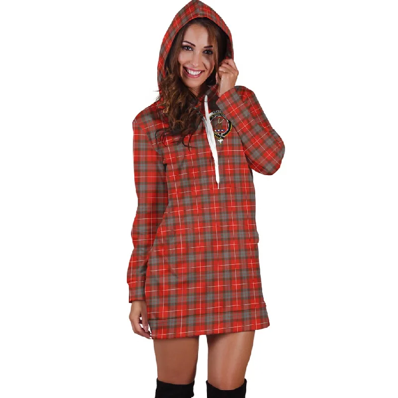 Fraser Weathered Tartan Hoodie Dress with Family Crest