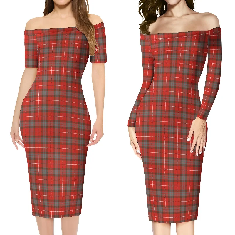 Fraser Weathered Tartan Off Shoulder Lady Dress