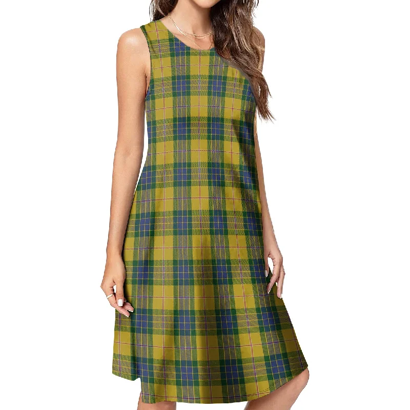 Fraser Yellow Tartan Womens Casual Dresses