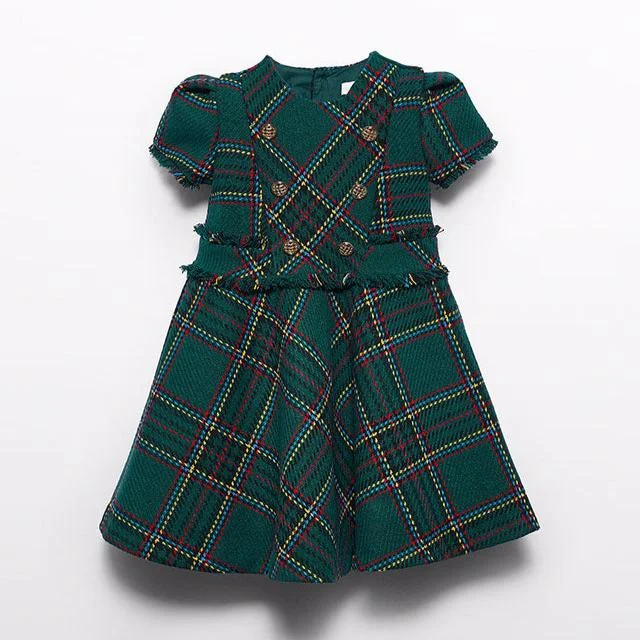 Girls Plaid Frying Dress