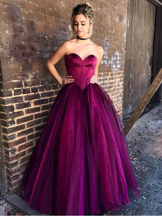 Fuchsia Prom Dresses A-line Floor-length Sweetheart Sexy Prom Dress/Evening Dress JKL311