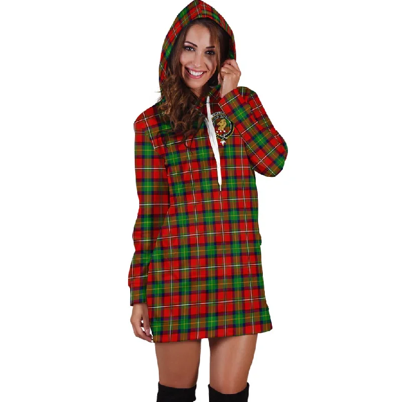 Fullerton Tartan Hoodie Dress with Family Crest