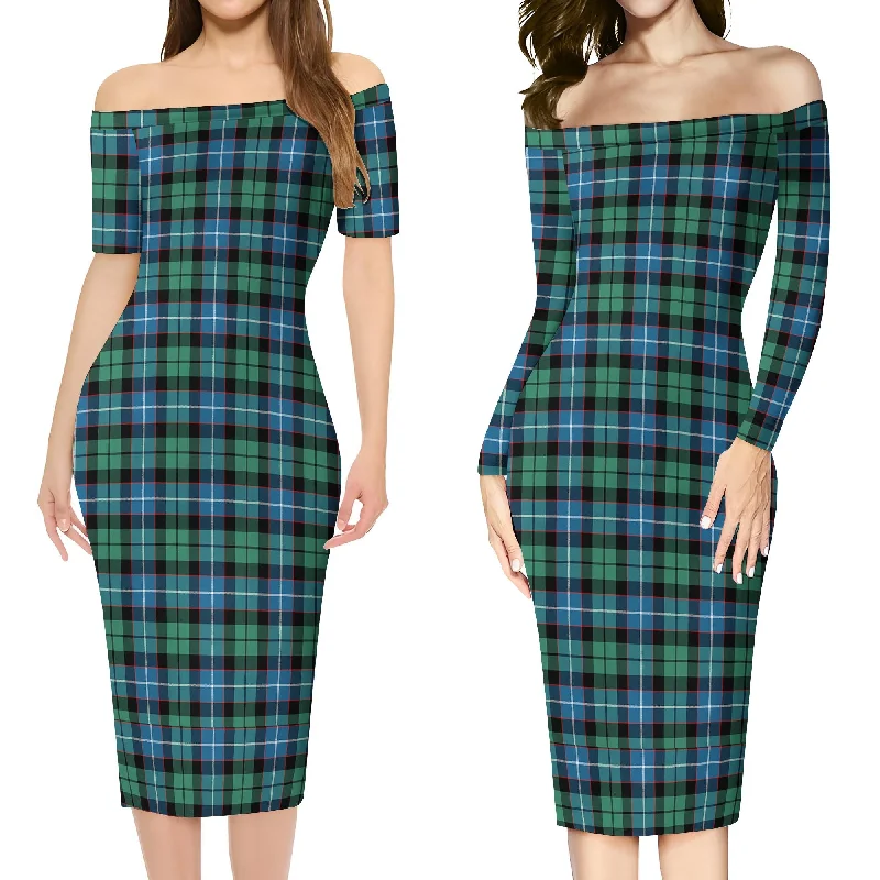 Galbraith Ancient Tartan Off Shoulder Lady Dress