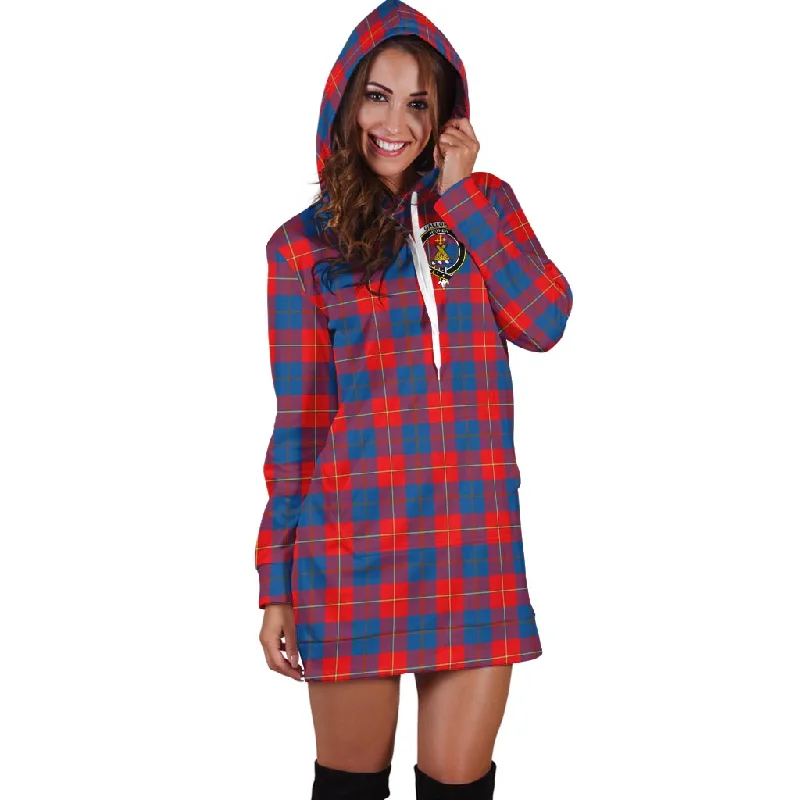 Galloway Red Tartan Hoodie Dress with Family Crest