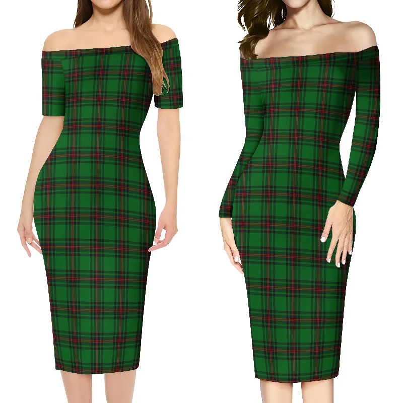 Ged Tartan Off Shoulder Lady Dress