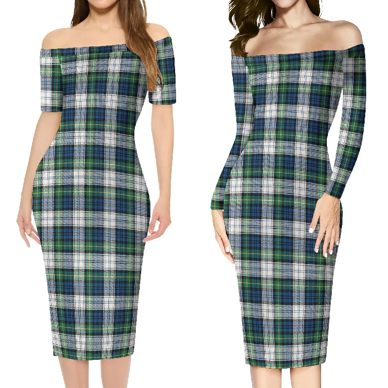 Gordon Dress Ancient Tartan Off Shoulder Lady Dress