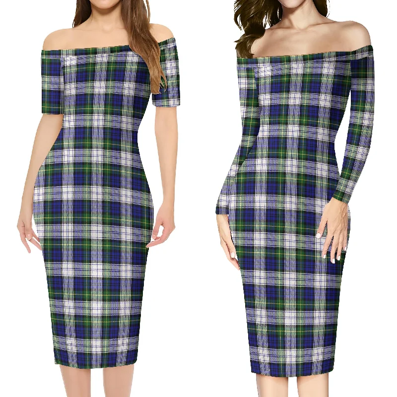 Gordon Dress Modern Tartan Off Shoulder Lady Dress