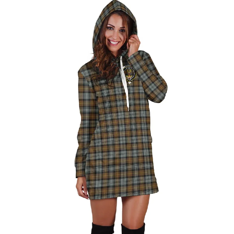 Gordon Weathered Tartan Hoodie Dress with Family Crest