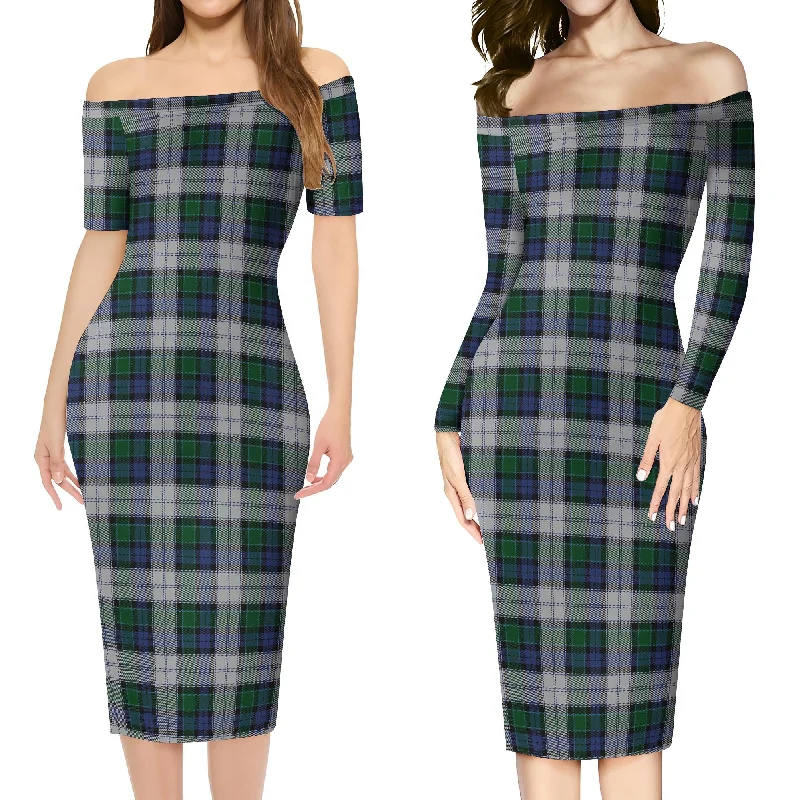 Graham Dress Tartan Off Shoulder Lady Dress