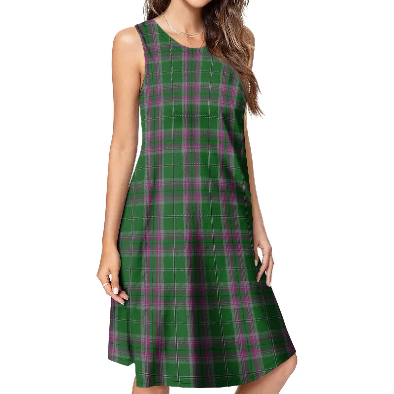 Gray Hunting Tartan Womens Casual Dresses