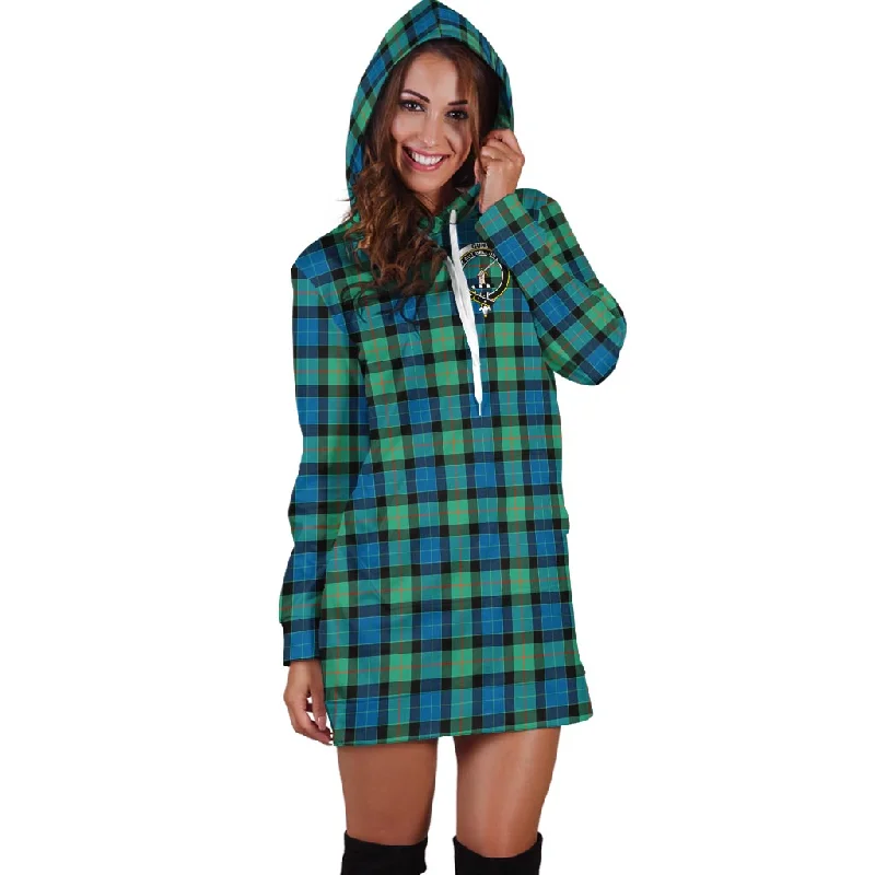 Gunn Ancient Tartan Hoodie Dress with Family Crest