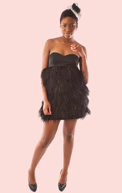 Jodi Feather Dress - Black Embroidered unclassified dresses