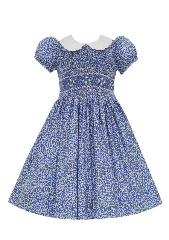 Liberty Flowers Dress w/White Scalloped Collar