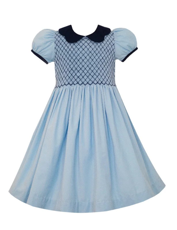 Light Blue Corduroy Dress w/Navy Collar