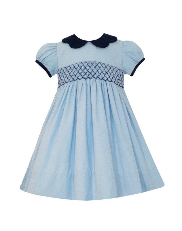 Light Blue Corduroy Float Dress w/Navy Collar