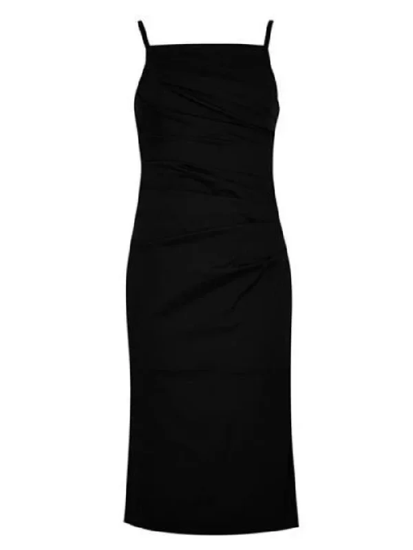 Marella FILING Ruched Black Dress 23322135322 003