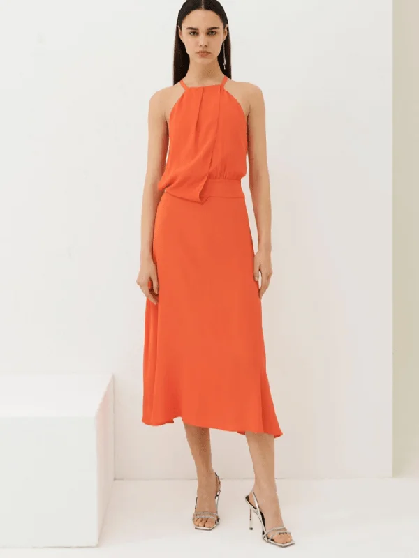 Marella INFANTE Silk Blended Orange Dress 2332211132