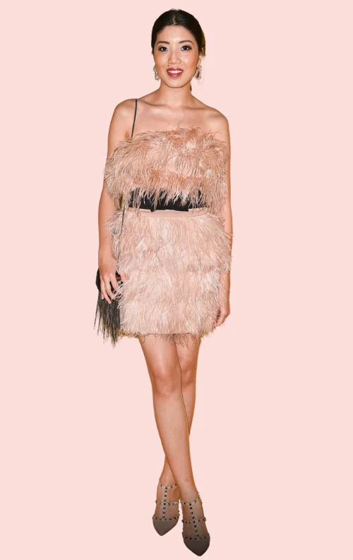 Max Feather Dress - Blush