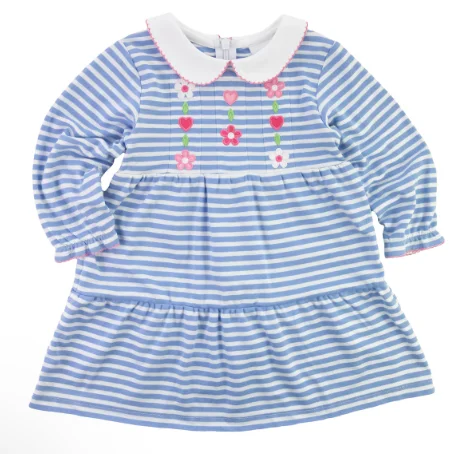 Stripe Knit Dress w/Hearts & Flowers