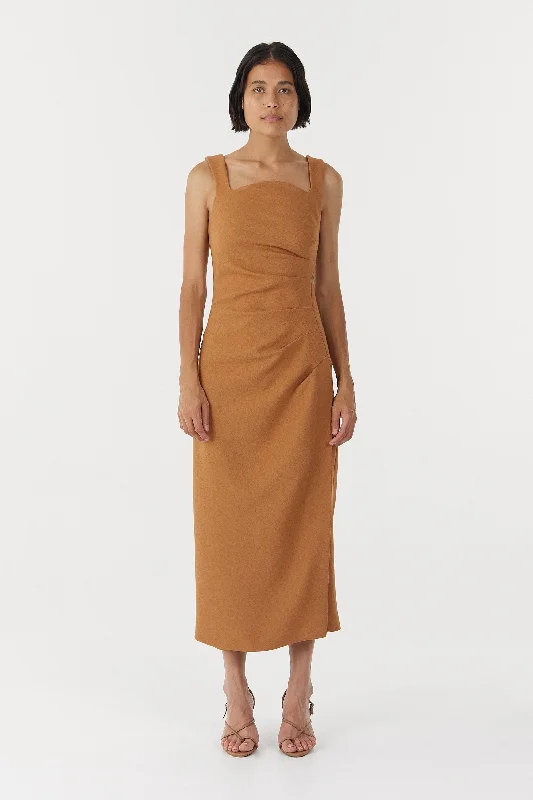 Third Form Enigma Tuck Dress - Camel