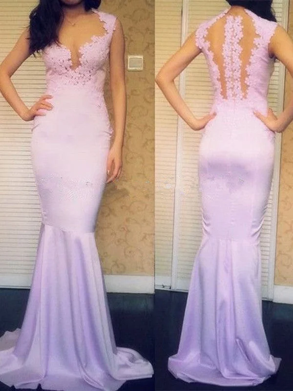 prom dresses with straps Trumpet/Mermaid Scoop Floor-length Chiffon Prom Dress/Evening Dress #MK040