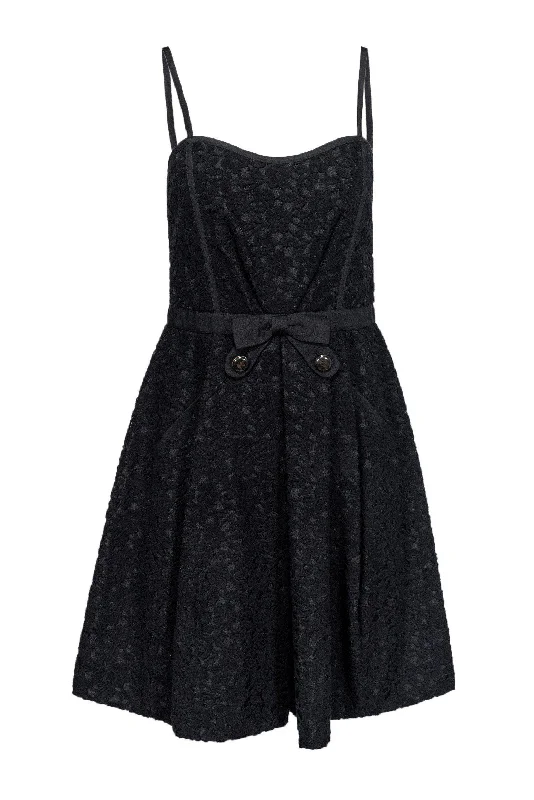 Marc Jacobs - Black Lace Fit & Flare Dress w/ Bow Accent Sz 6