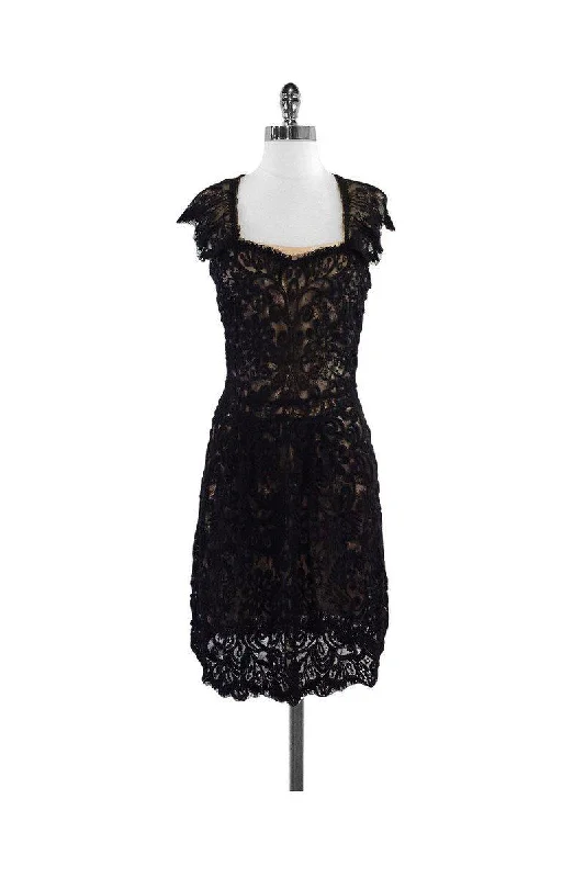 Yoana Baraschi - Black & Nude Lace Overlay Dress Sz 8