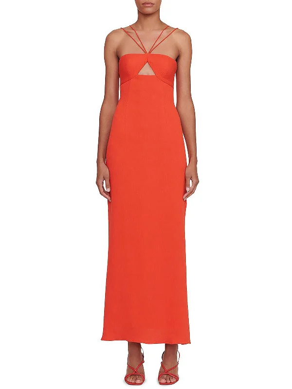 Gianna Womens Cut-Out Maxi Halter Dress