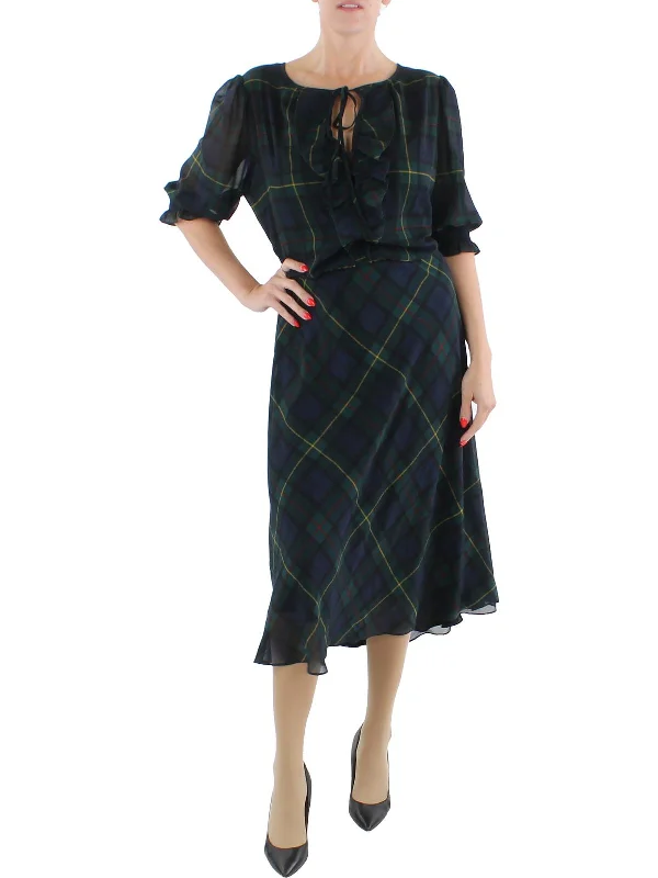 Womens Plaid Long Maxi Dress