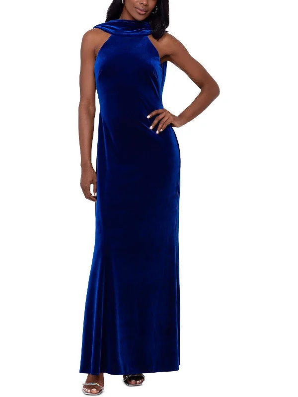 Womens Velvet Long Evening Dress