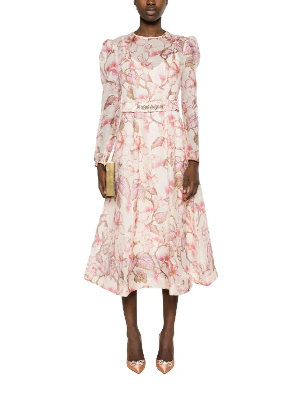 Matchmaker Midi Dress In Coral Hibiscus Midi Skirt Style