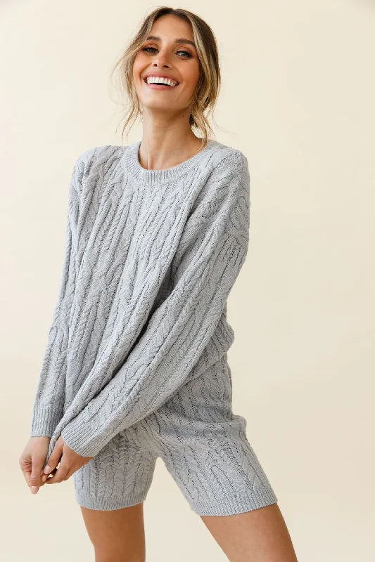 Colorado Cable Knit Sweater Grey