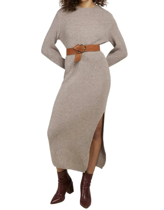 Roxie Long Sweater Dress In Sand